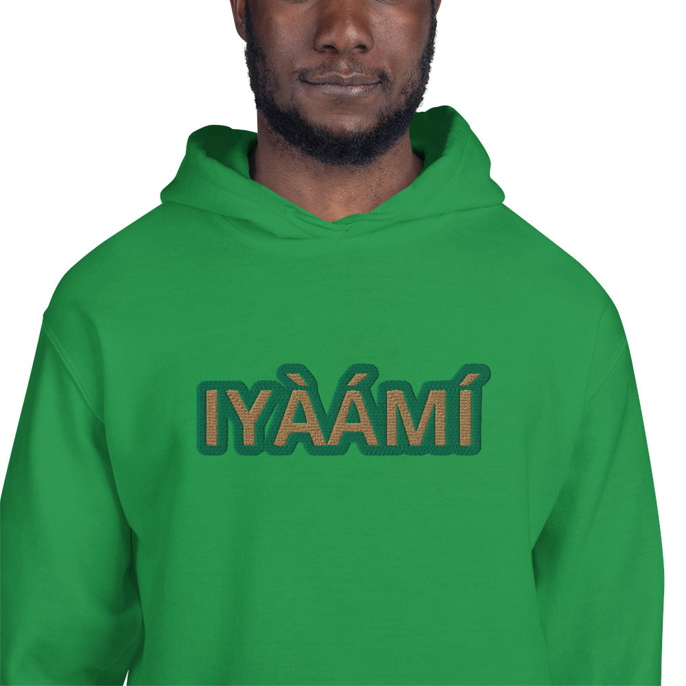 Egbe Iré ÀWO Logo Iyaami Ájé embroidered IFA Awo  Isese Reverse Hoodie