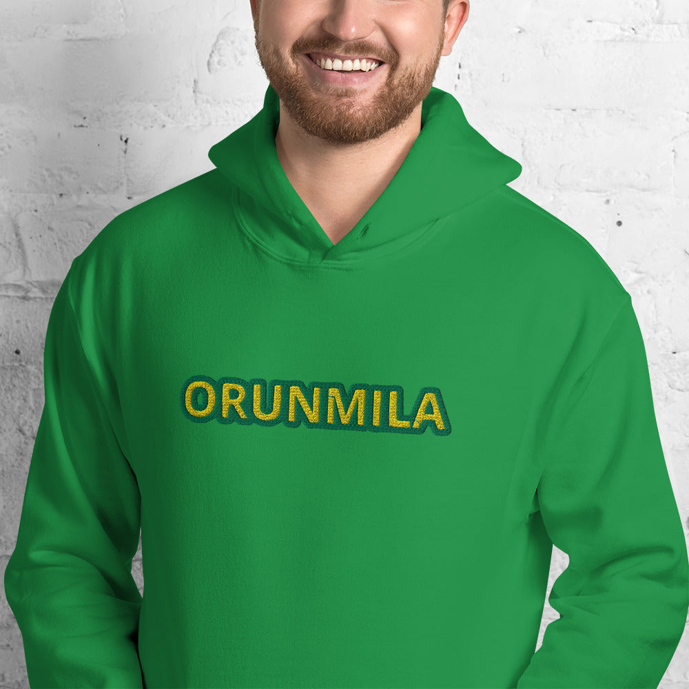 Egbe Iré ÀWO Logo Orunmila embroidered IFA Lucumi reversed Unisex Hoodie