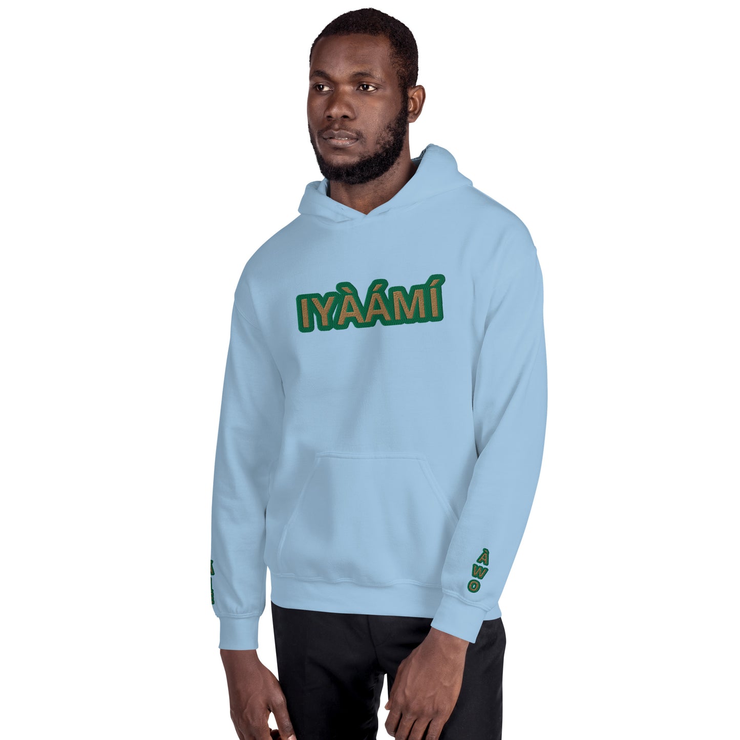 Egbe Iré ÀWO Logo Iyaami Ájé embroidered IFA Awo  Isese Reverse Hoodie