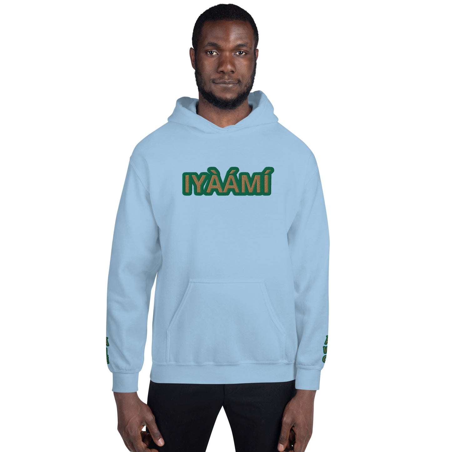 Egbe Iré ÀWO Logo Iyaami Ájé embroidered IFA Awo  Isese Reverse Hoodie