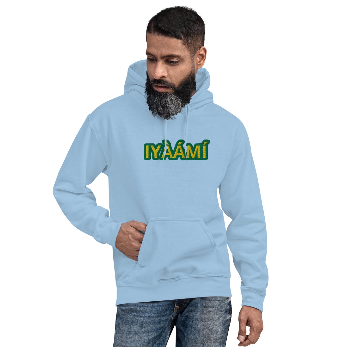 Egbe Iré ÀWO Logo Iyaami Ájé embroidered IFA Awo Lucumi Reverse Unisex Hoodie