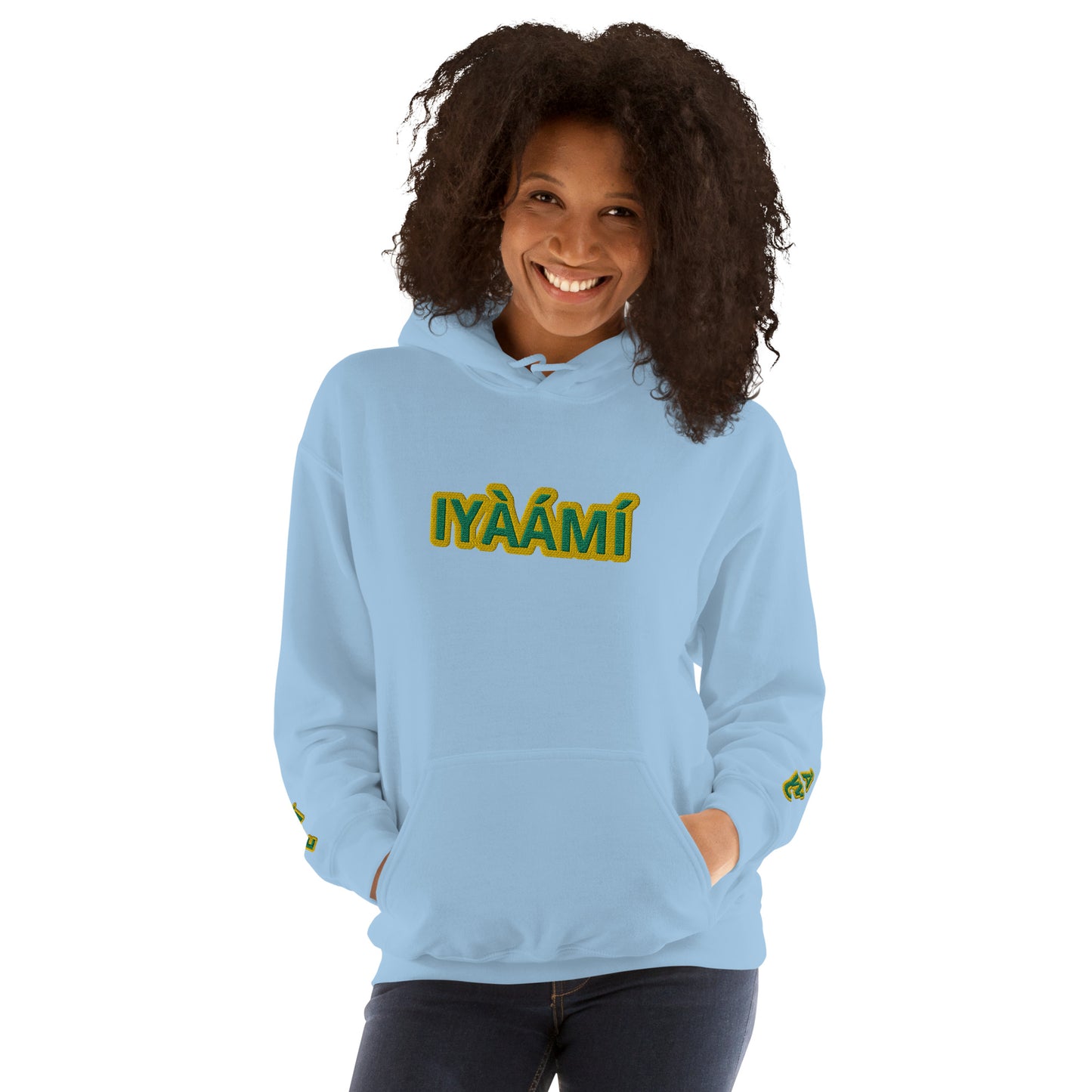 Egbe Iré ÀWO Logo Iyaami Ájé embroidered IFA Awo Lucumi Unisex Hoodie