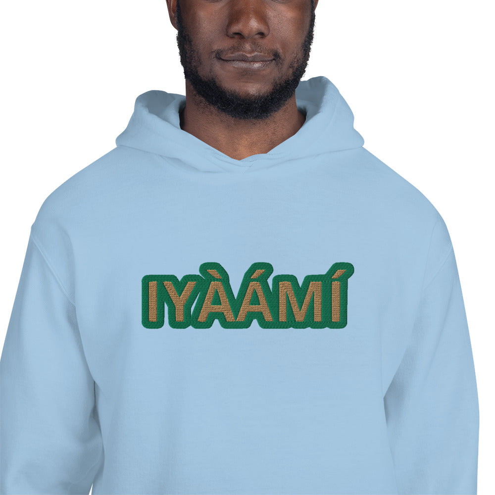 Egbe Iré ÀWO Logo Iyaami Ájé embroidered IFA Awo  Isese Reverse Hoodie