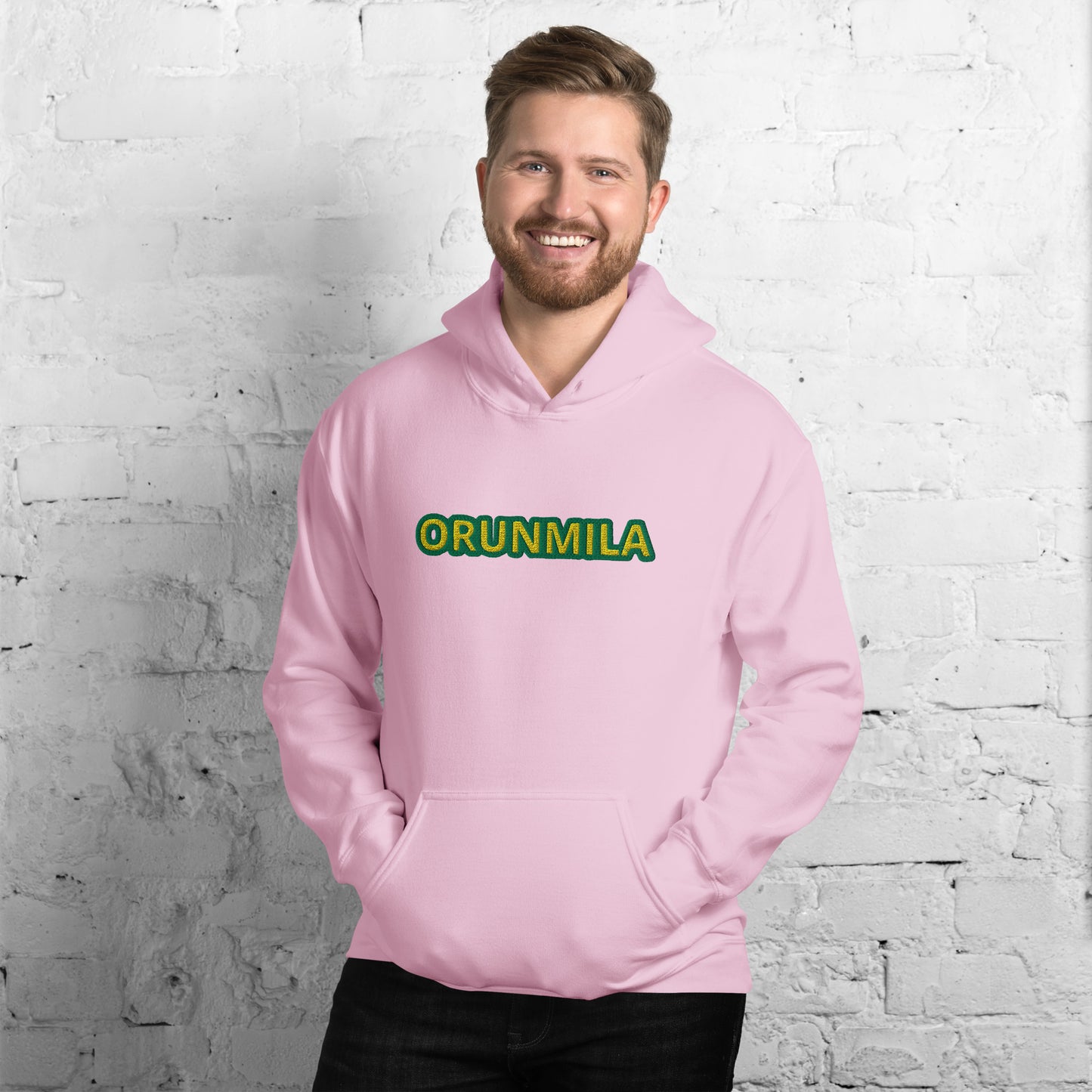 Egbe Iré ÀWO Logo Orunmila embroidered IFA Lucumi reversed Unisex Hoodie