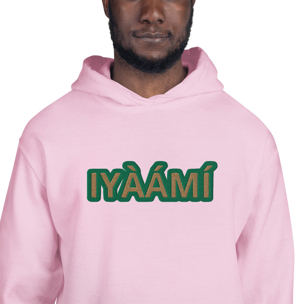 Egbe Iré ÀWO Logo Iyaami Ájé embroidered IFA Awo  Isese Reverse Hoodie