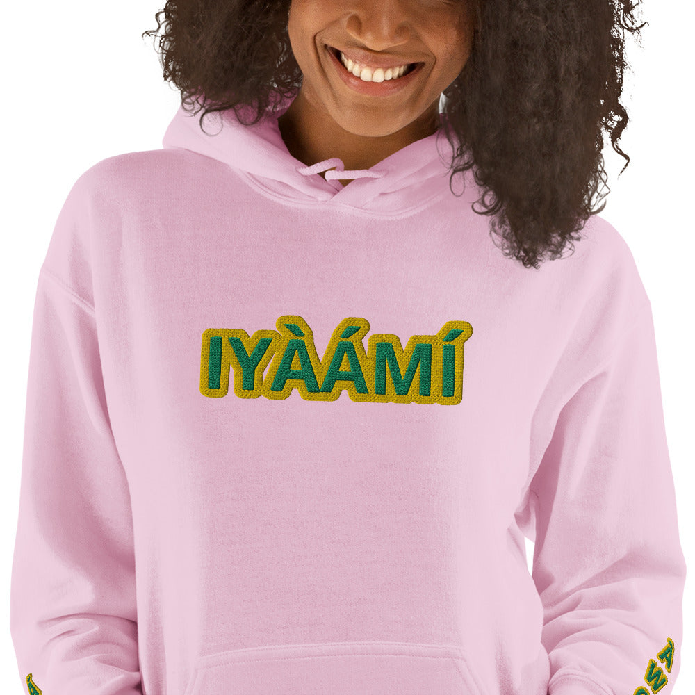 Egbe Iré ÀWO Logo Iyaami Ájé embroidered IFA Awo Lucumi Unisex Hoodie