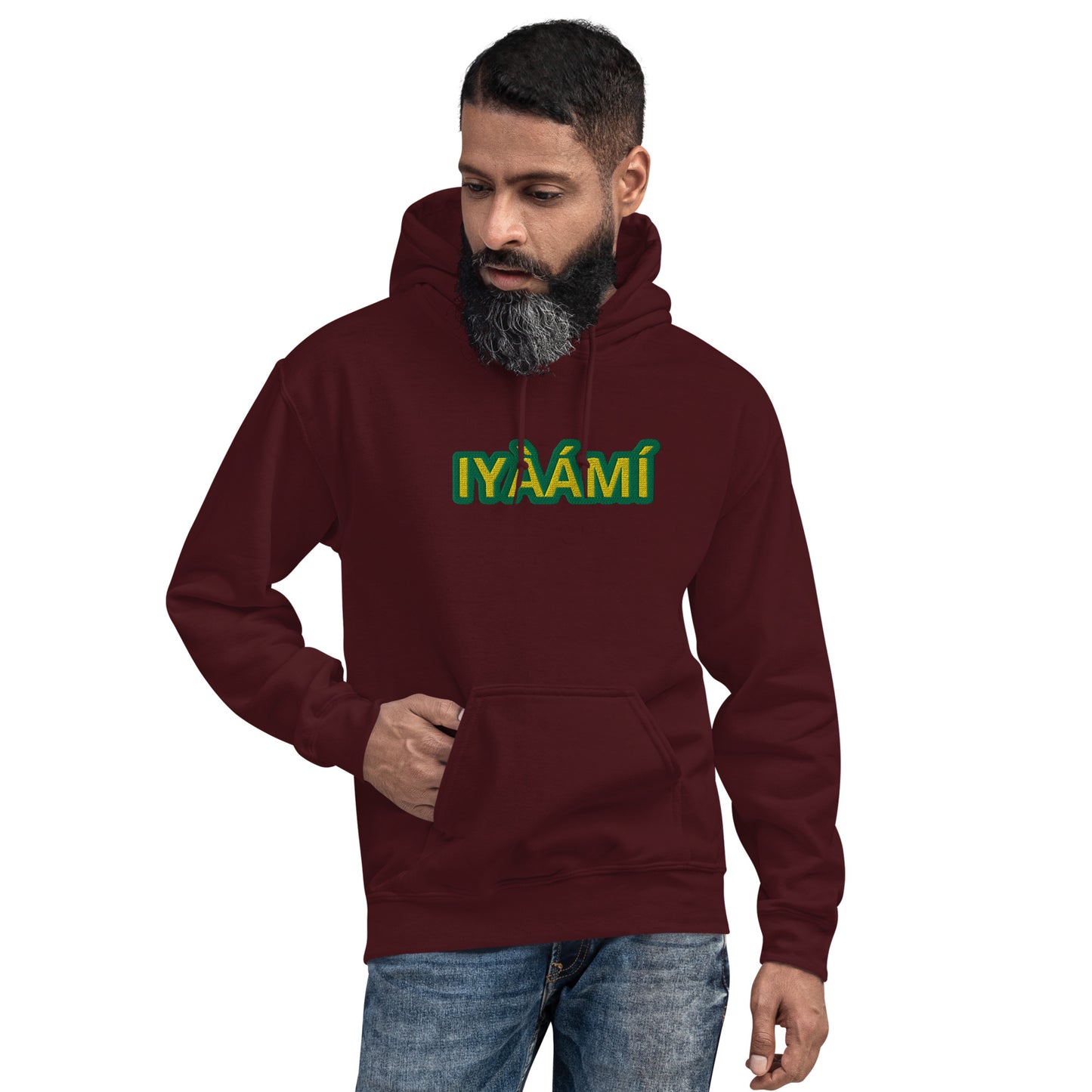 Egbe Iré ÀWO Logo Iyaami Ájé embroidered IFA Awo Lucumi Reverse Unisex Hoodie