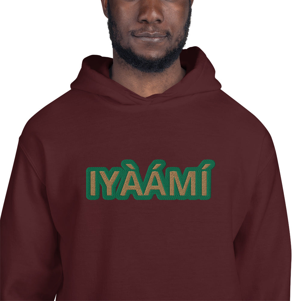 Egbe Iré ÀWO Logo Iyaami Ájé embroidered IFA Awo  Isese Reverse Hoodie