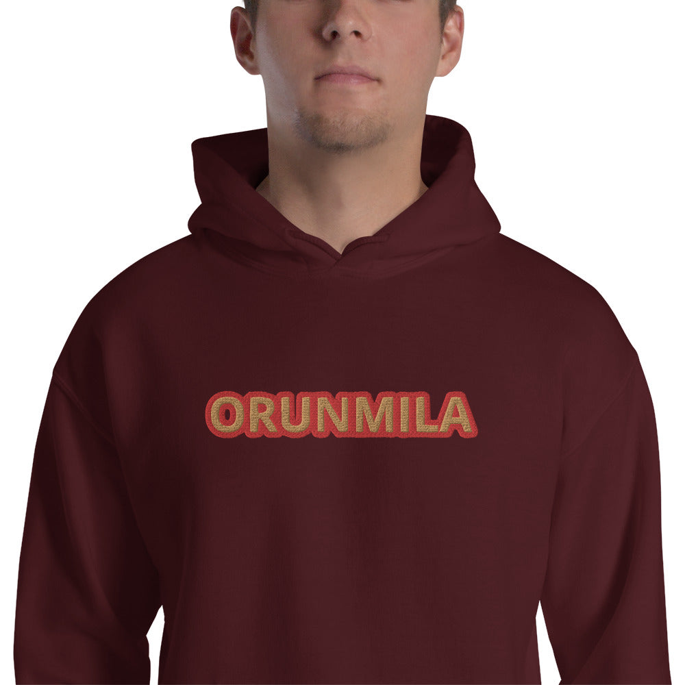 Egbe Iré ÀWO Logo Orunmila embroidered IFA  Gold/Red Unisex Hoodie