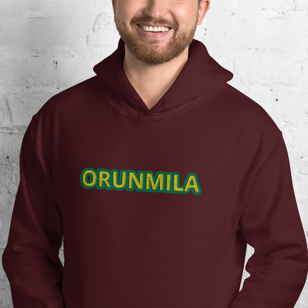 Egbe Iré ÀWO Logo Orunmila embroidered IFA Lucumi reversed Unisex Hoodie