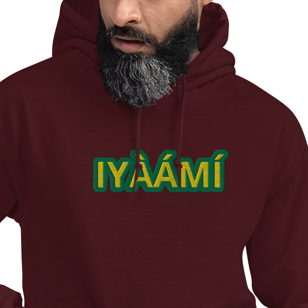 Egbe Iré ÀWO Logo Iyaami Ájé embroidered IFA Awo Lucumi Reverse Unisex Hoodie