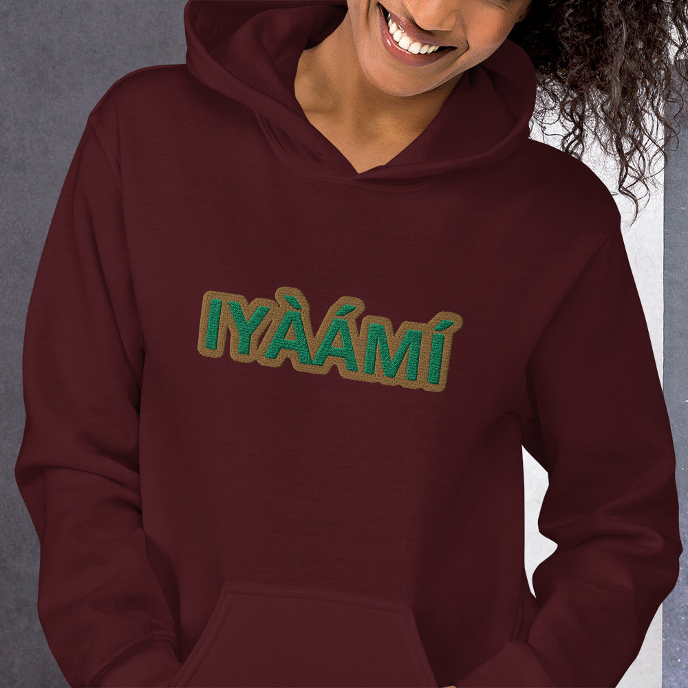 Egbe Iré ÀWO Logo Iyaami Ájé embroidered IFA Awo  Isese Hoodie