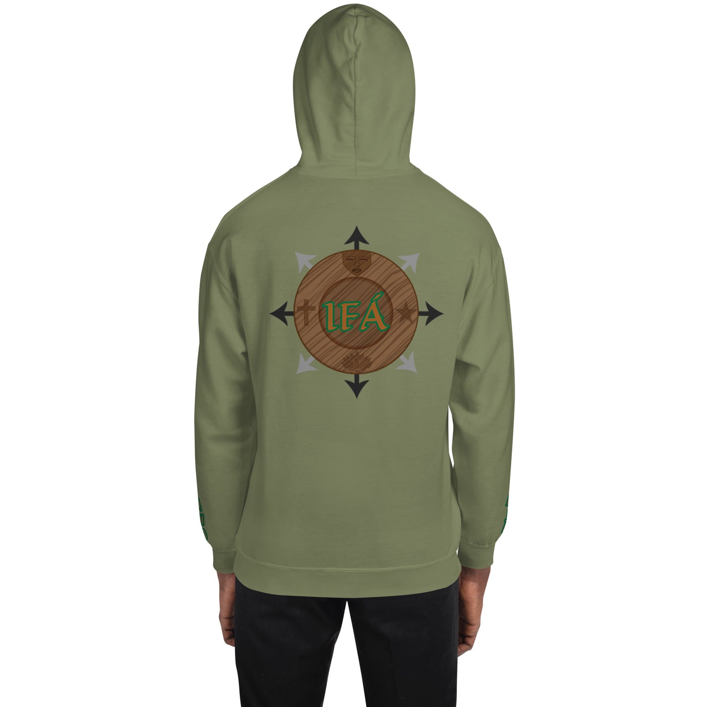 Egbe Iré ÀWO Logo Iyaami Ájé embroidered IFA Awo  Isese Reverse Hoodie