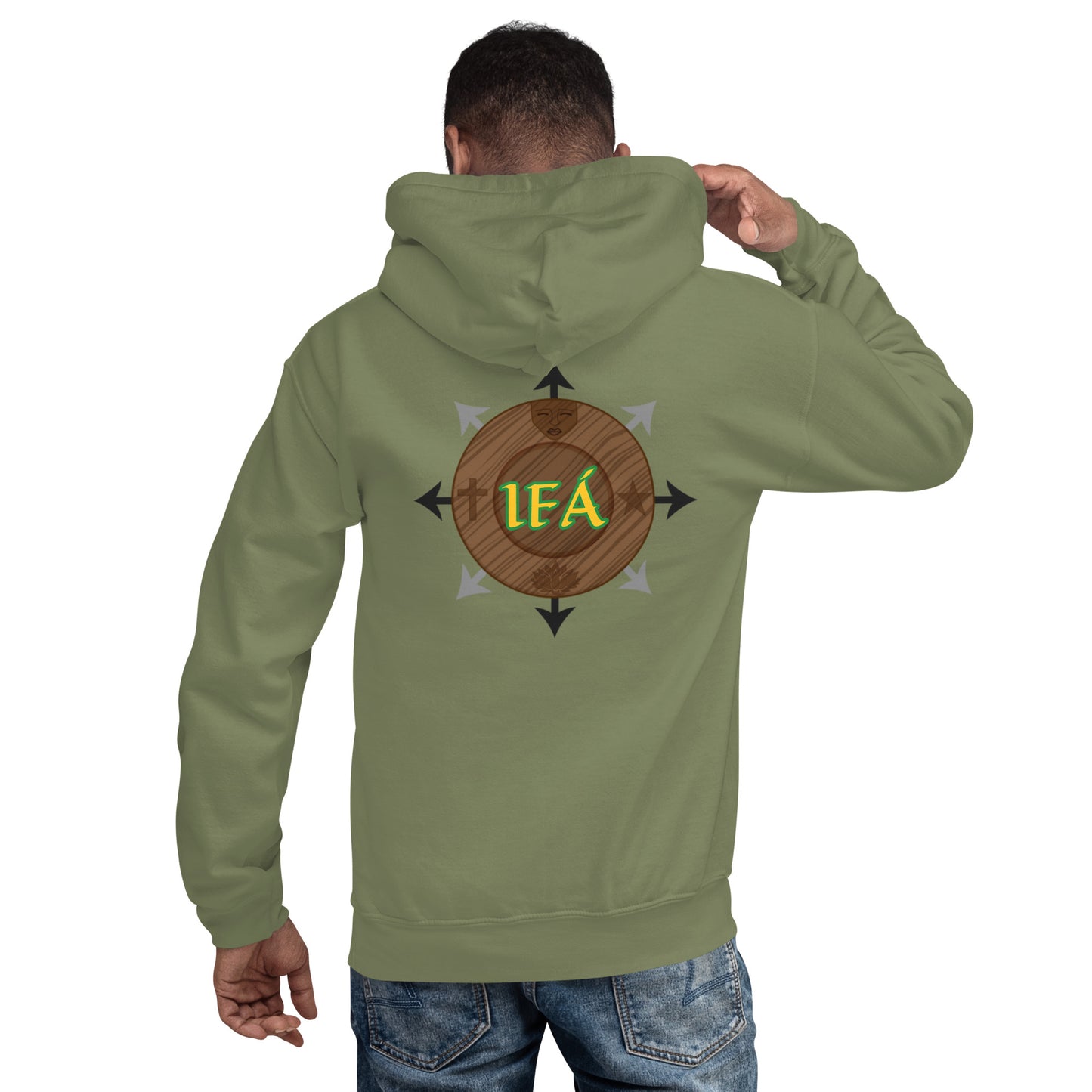 Egbe Iré ÀWO Logo Iyaami Ájé embroidered IFA Awo Lucumi Reverse Unisex Hoodie