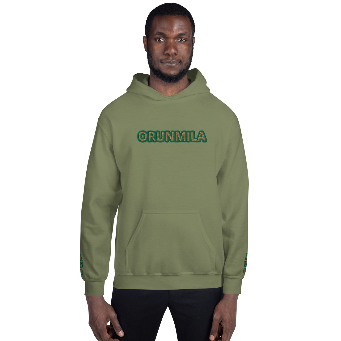 Egbe Iré ÀWO Logo Orunmila embroidered IFA Isese Reverse Unisex Hoodie