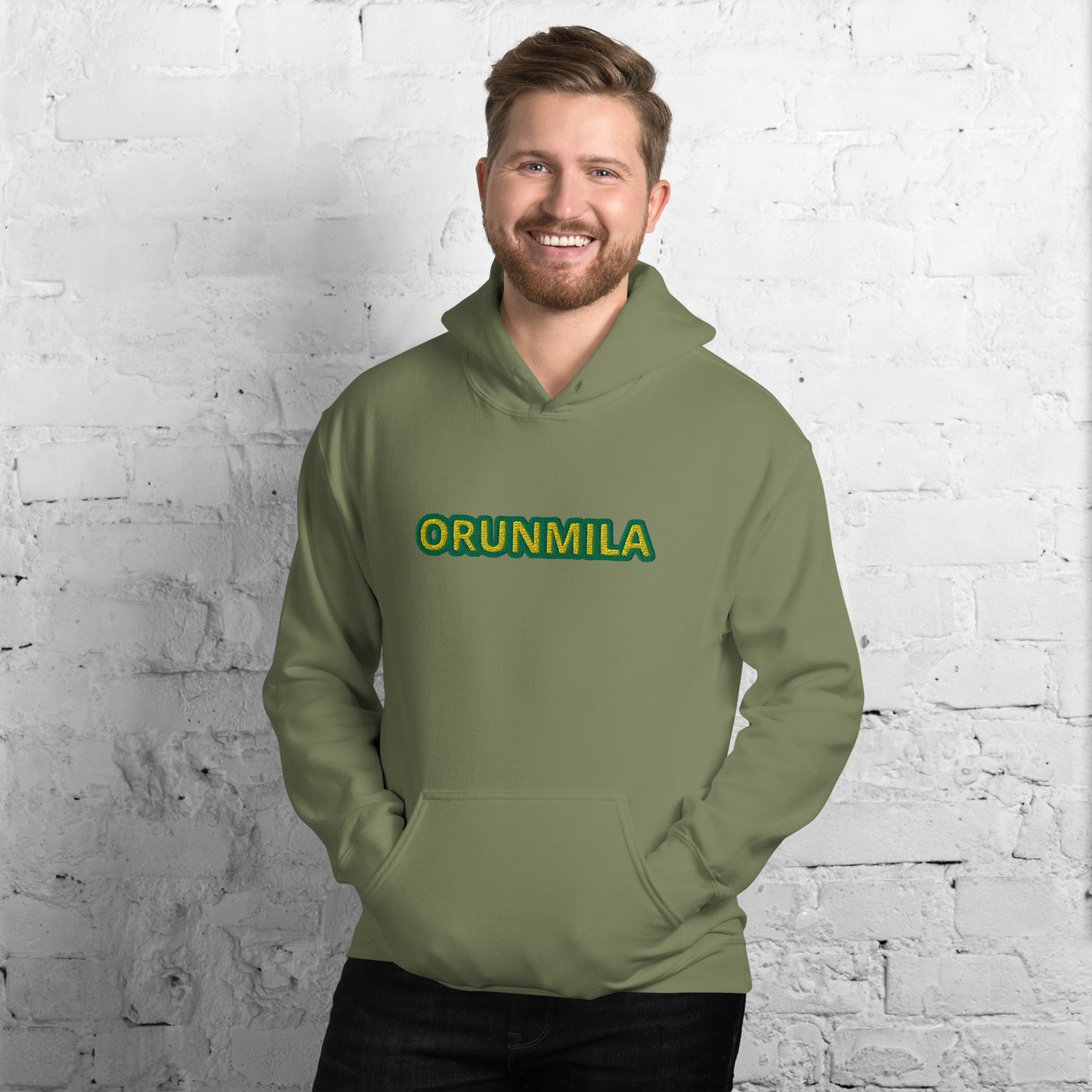 Egbe Iré ÀWO Logo Orunmila embroidered IFA Lucumi reversed Unisex Hoodie