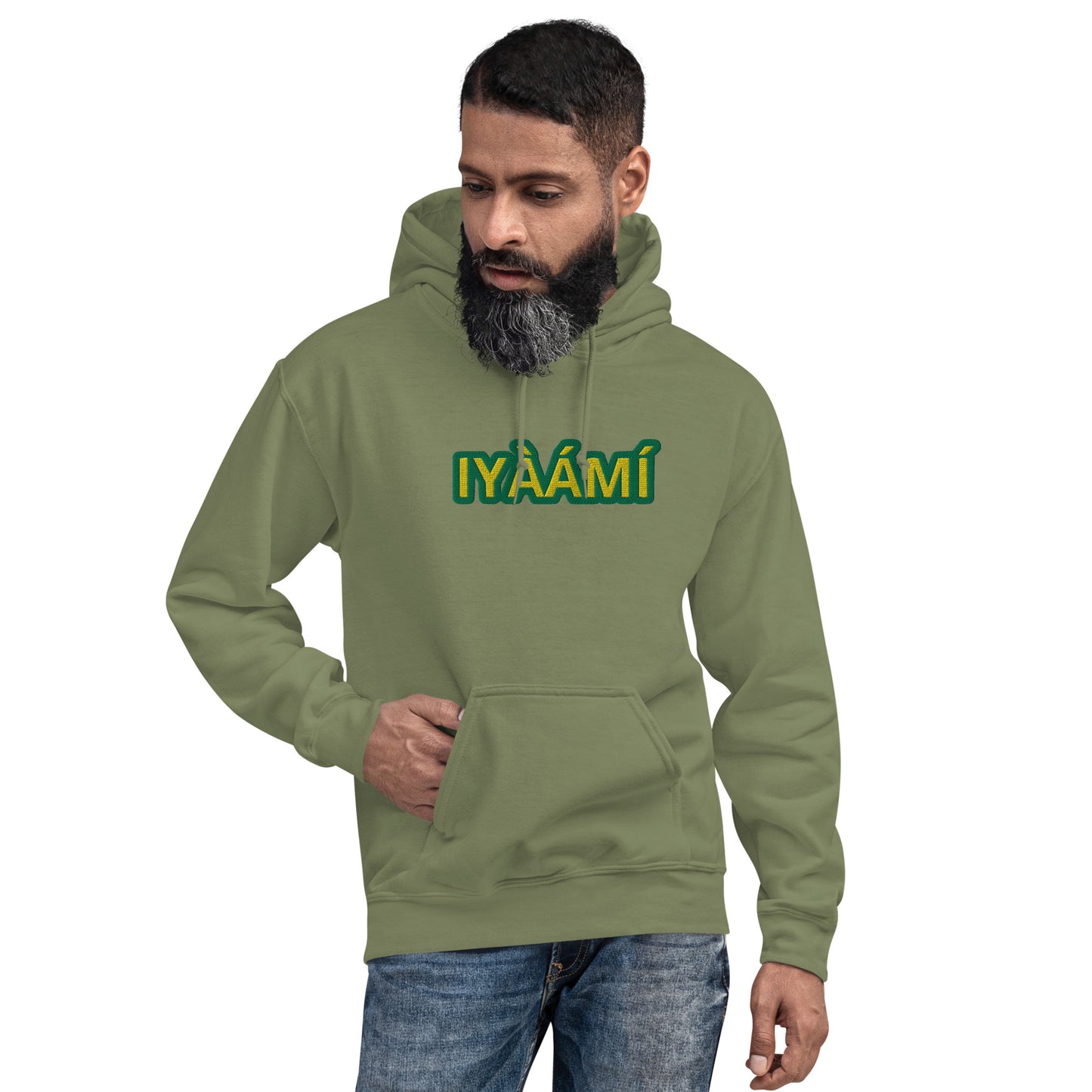 Egbe Iré ÀWO Logo Iyaami Ájé embroidered IFA Awo Lucumi Reverse Unisex Hoodie