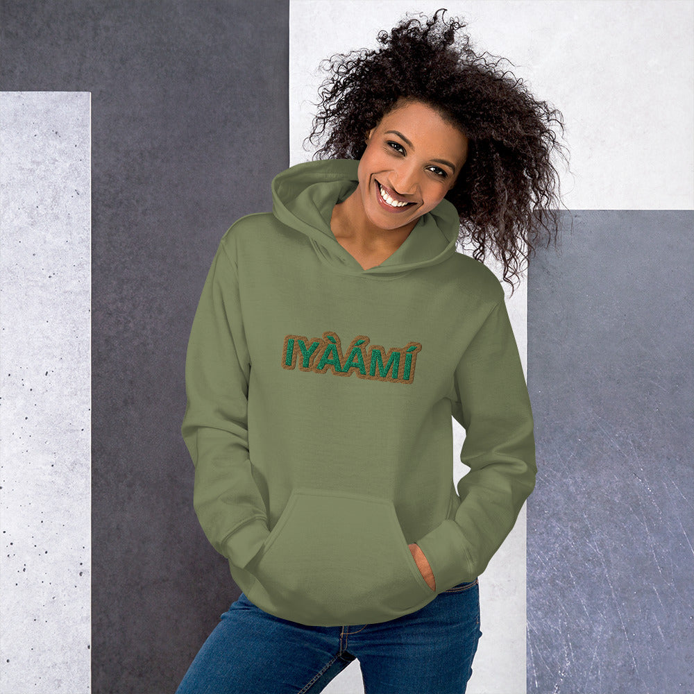 Egbe Iré ÀWO Logo Iyaami Ájé embroidered IFA Awo  Isese Hoodie