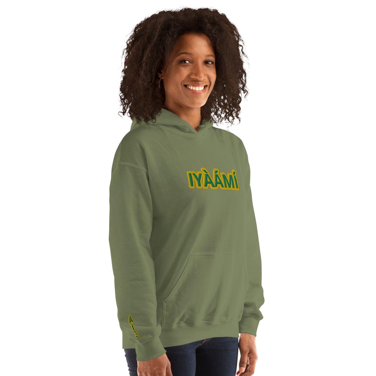 Egbe Iré ÀWO Logo Iyaami Ájé embroidered IFA Awo Lucumi Unisex Hoodie