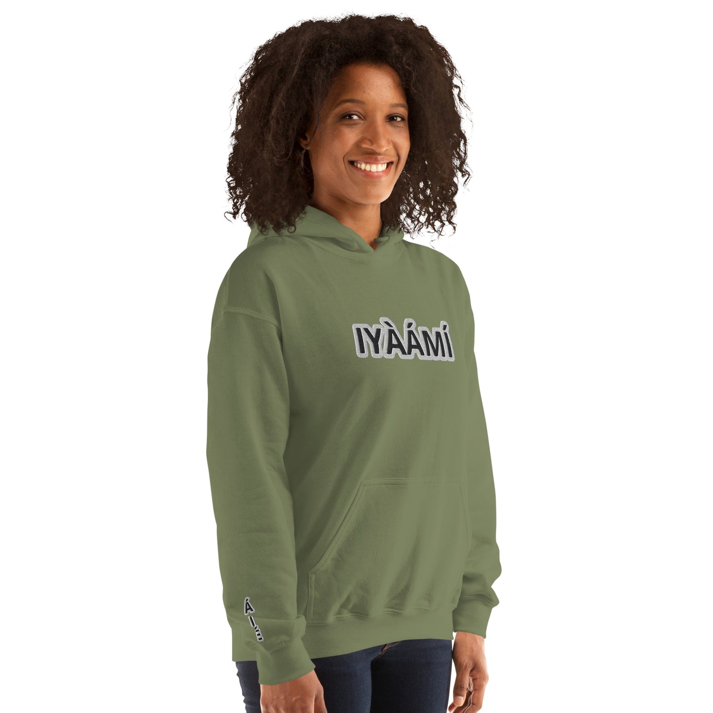 Egbe Iré ÀWO Logo iyaami embroidered Aje 3 Unisex Hoodie