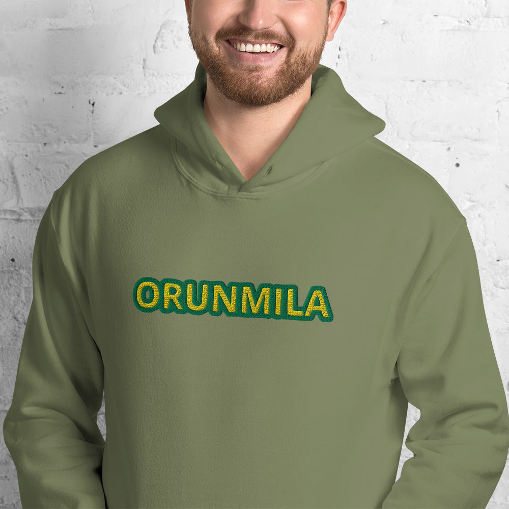 Egbe Iré ÀWO Logo Orunmila embroidered IFA Lucumi reversed Unisex Hoodie