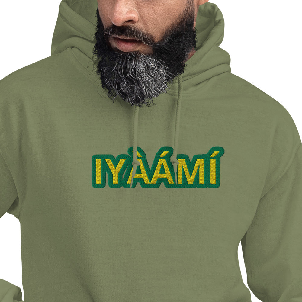 Egbe Iré ÀWO Logo Iyaami Ájé embroidered IFA Awo Lucumi Reverse Unisex Hoodie