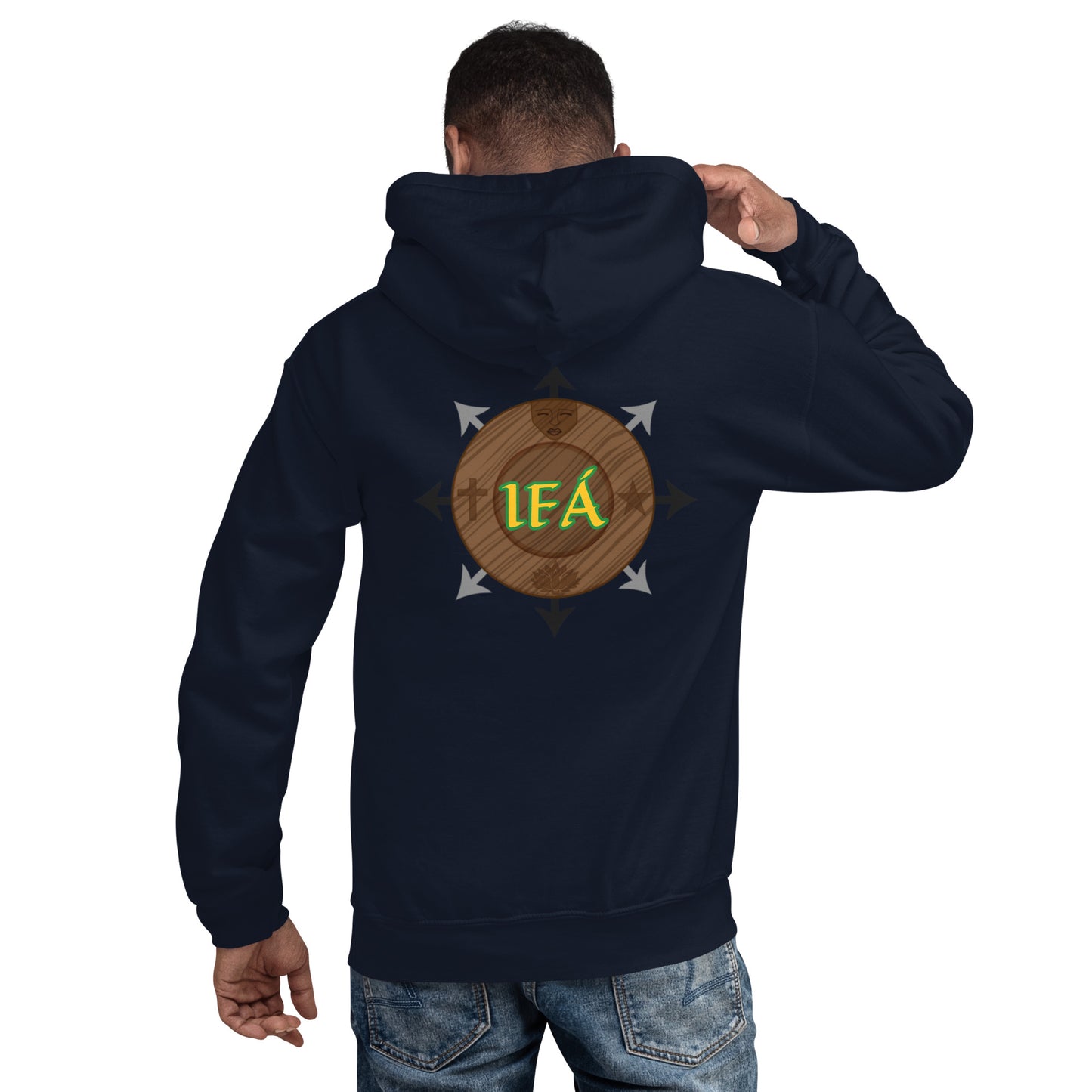 Egbe Iré ÀWO Logo Iyaami Ájé embroidered IFA Awo Lucumi Reverse Unisex Hoodie