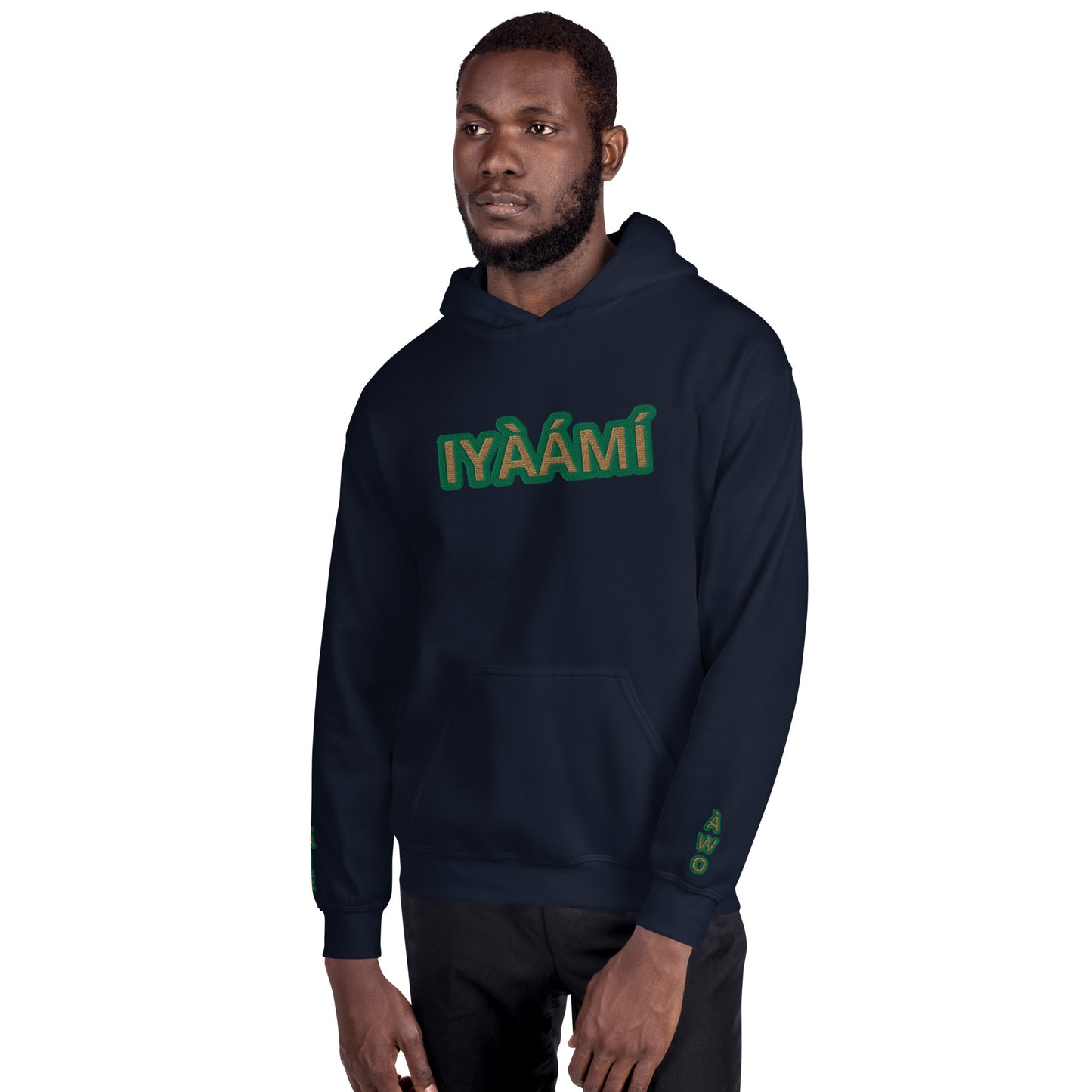 Egbe Iré ÀWO Logo Iyaami Ájé embroidered IFA Awo  Isese Reverse Hoodie