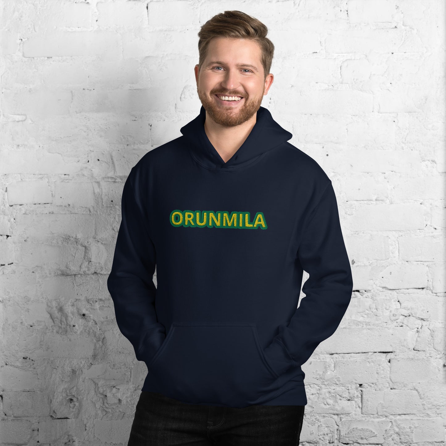 Egbe Iré ÀWO Logo Orunmila embroidered IFA Lucumi reversed Unisex Hoodie