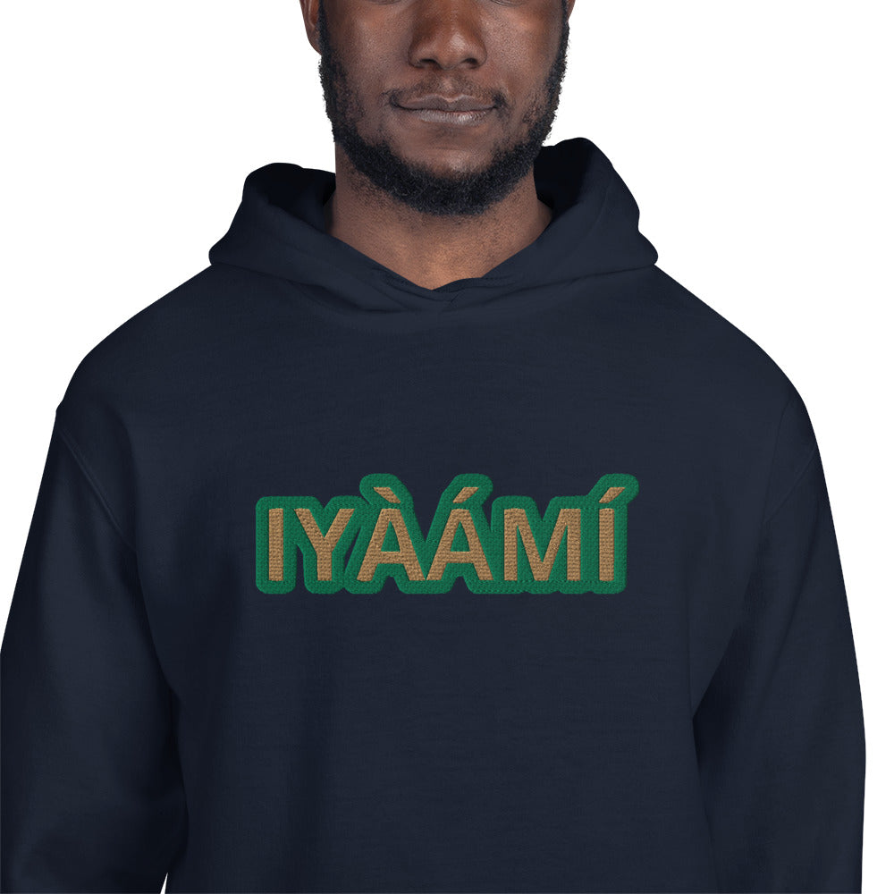 Egbe Iré ÀWO Logo Iyaami Ájé embroidered IFA Awo  Isese Reverse Hoodie