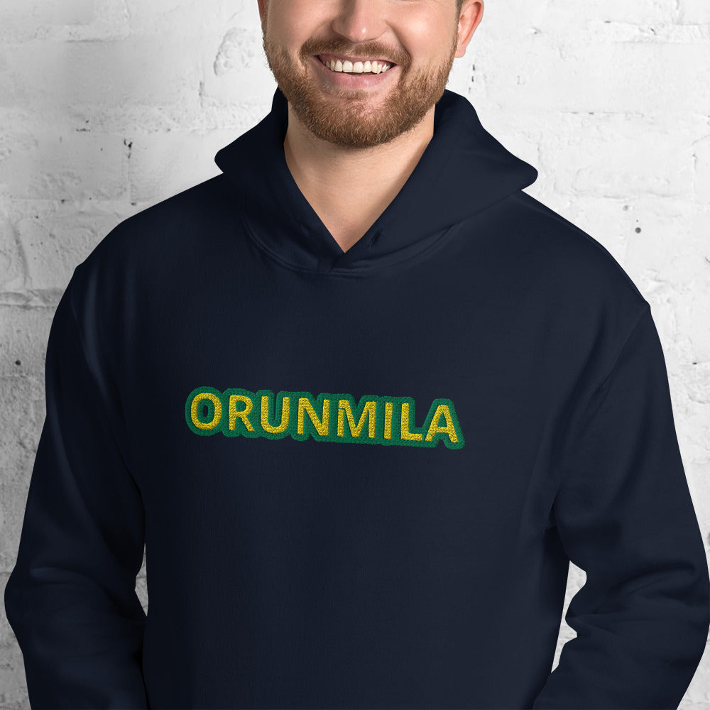 Egbe Iré ÀWO Logo Orunmila embroidered IFA Lucumi reversed Unisex Hoodie