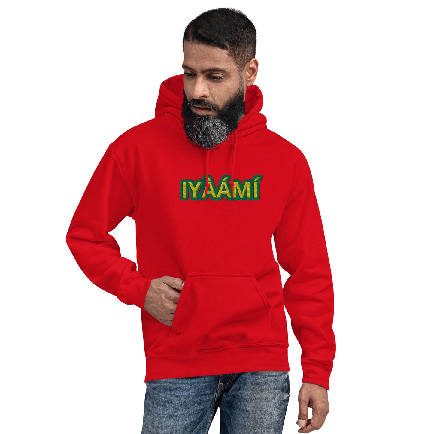 Egbe Iré ÀWO Logo Iyaami Ájé embroidered IFA Awo Lucumi Reverse Unisex Hoodie