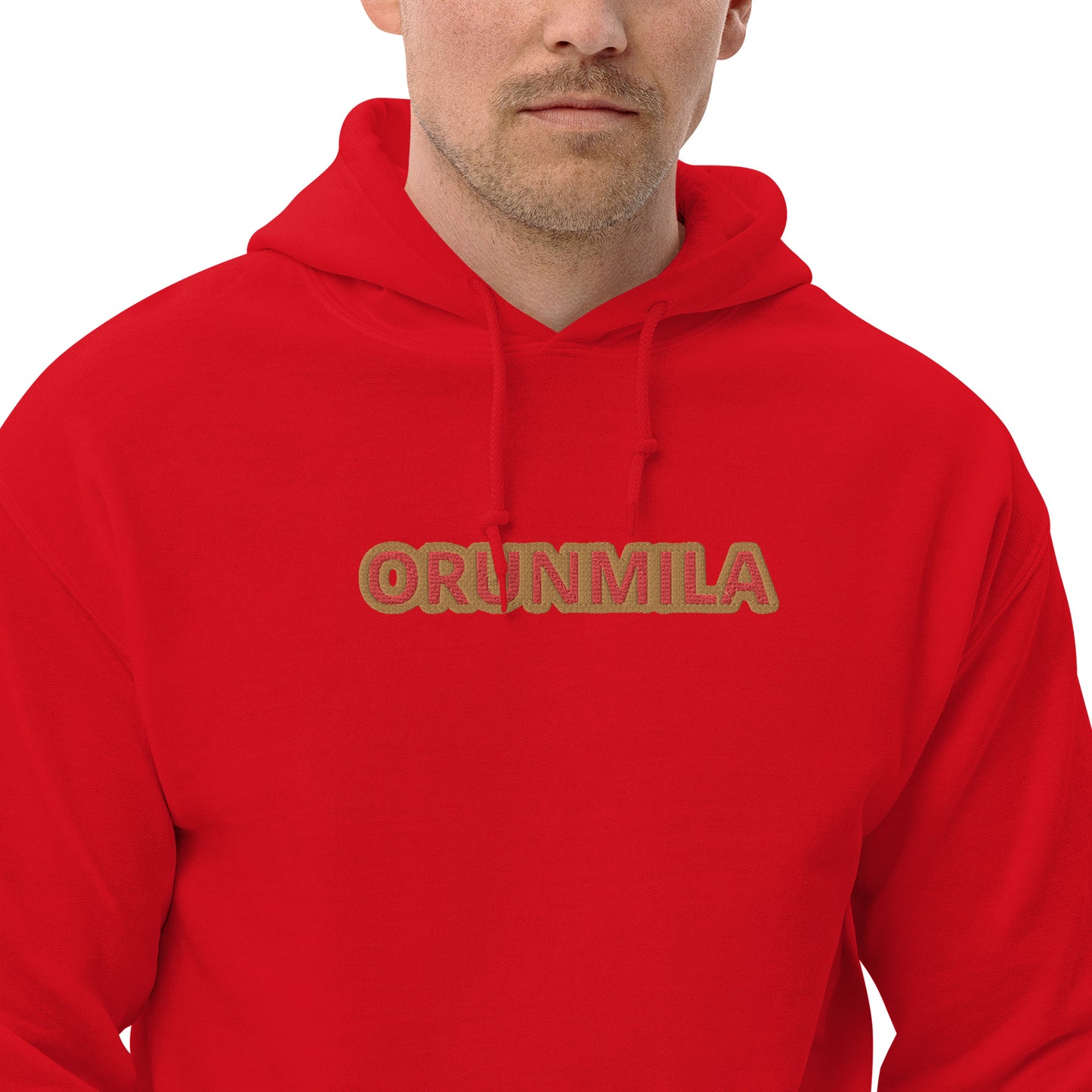 Egbe Ire Awo Logo Orunmila embroidered IFA Isese Red/Gold Unisex Hoodie