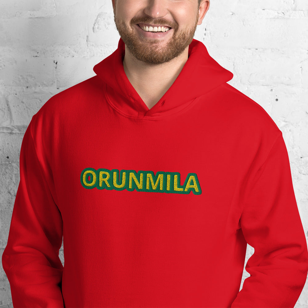 Egbe Iré ÀWO Logo Orunmila embroidered IFA Lucumi reversed Unisex Hoodie