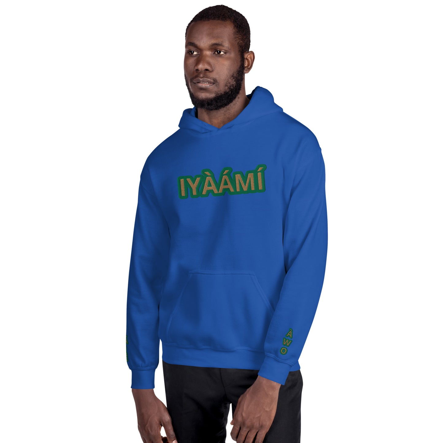 Egbe Iré ÀWO Logo Iyaami Ájé embroidered IFA Awo  Isese Reverse Hoodie