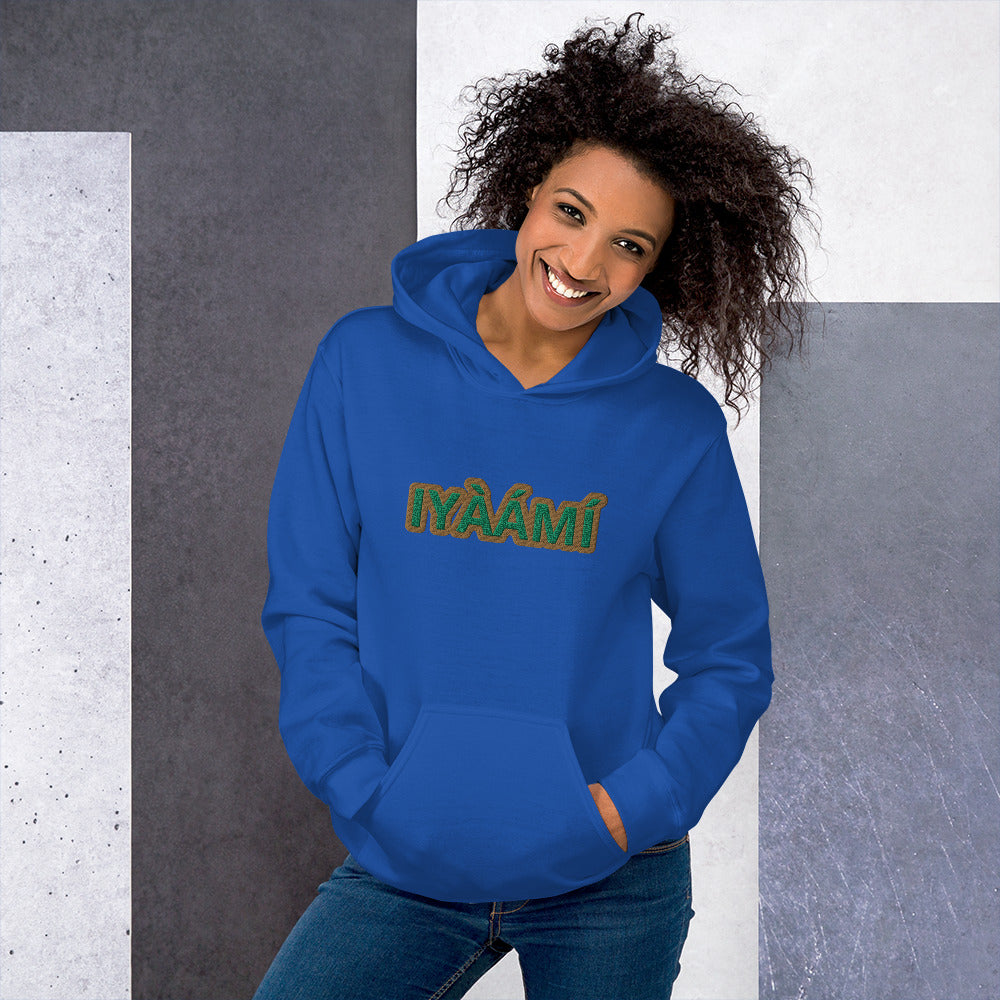 Egbe Iré ÀWO Logo Iyaami Ájé embroidered IFA Awo  Isese Hoodie