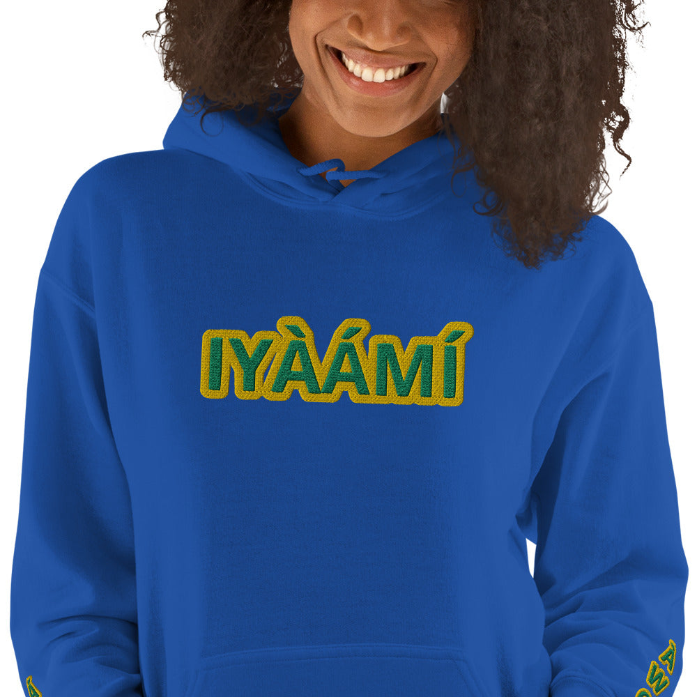 Egbe Iré ÀWO Logo Iyaami Ájé embroidered IFA Awo Lucumi Unisex Hoodie