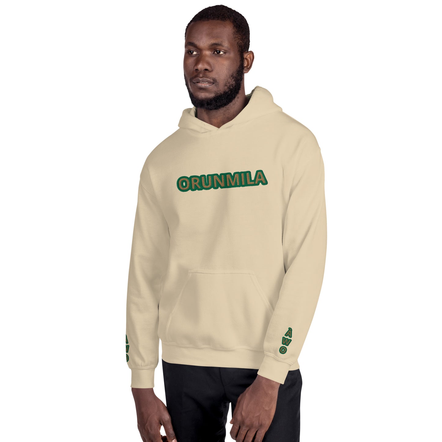 Egbe Iré ÀWO Logo Orunmila embroidered IFA Isese Reverse Unisex Hoodie