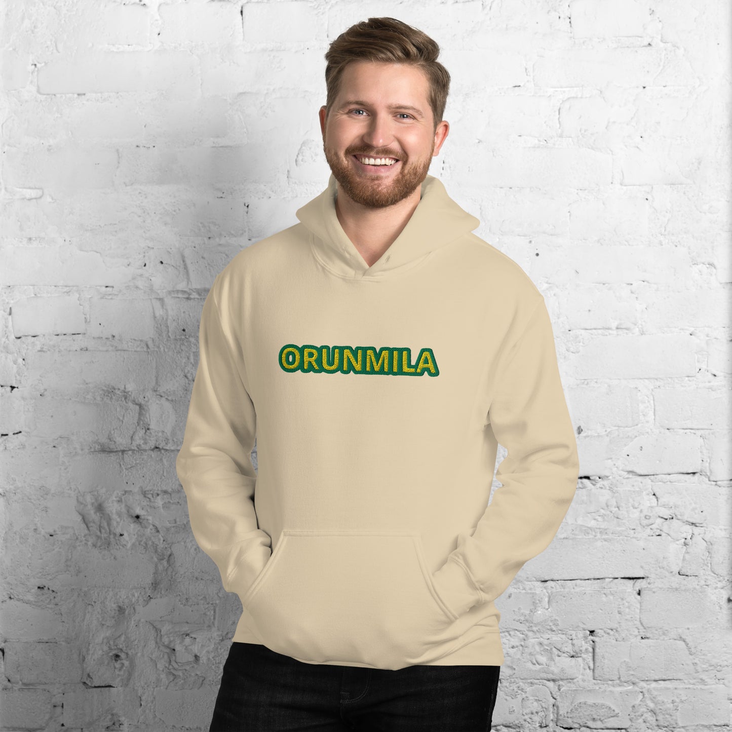 Egbe Iré ÀWO Logo Orunmila embroidered IFA Lucumi reversed Unisex Hoodie