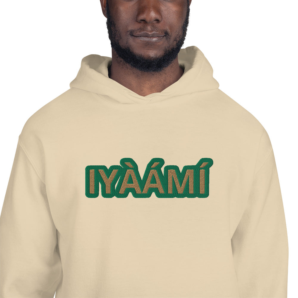 Egbe Iré ÀWO Logo Iyaami Ájé embroidered IFA Awo  Isese Reverse Hoodie