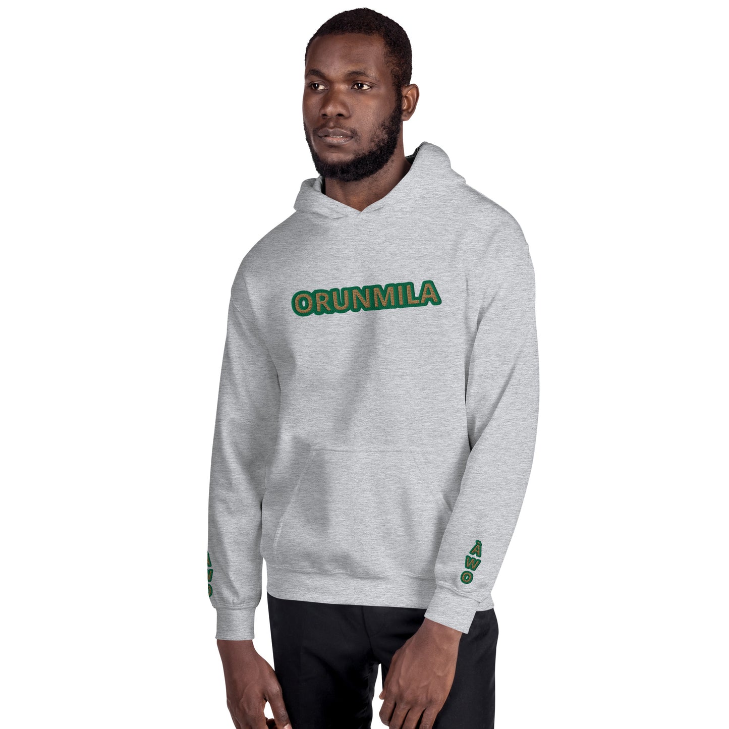 Egbe Iré ÀWO Logo Orunmila embroidered IFA Isese Reverse Unisex Hoodie