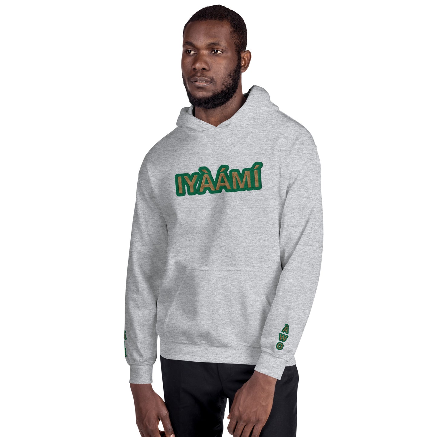 Egbe Iré ÀWO Logo Iyaami Ájé embroidered IFA Awo  Isese Reverse Hoodie