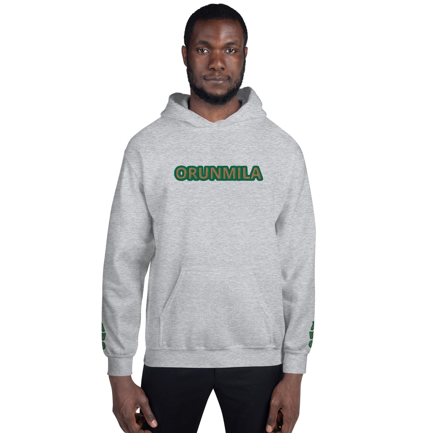 Egbe Iré ÀWO Logo Orunmila embroidered IFA Isese Reverse Unisex Hoodie