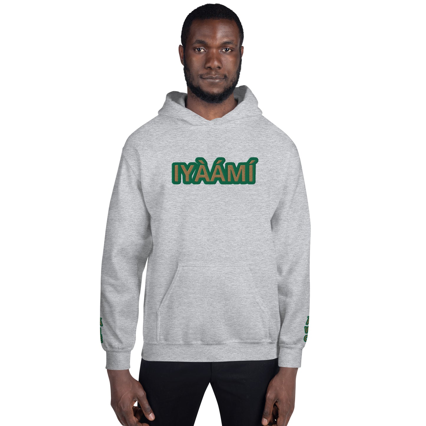 Egbe Iré ÀWO Logo Iyaami Ájé embroidered IFA Awo  Isese Reverse Hoodie