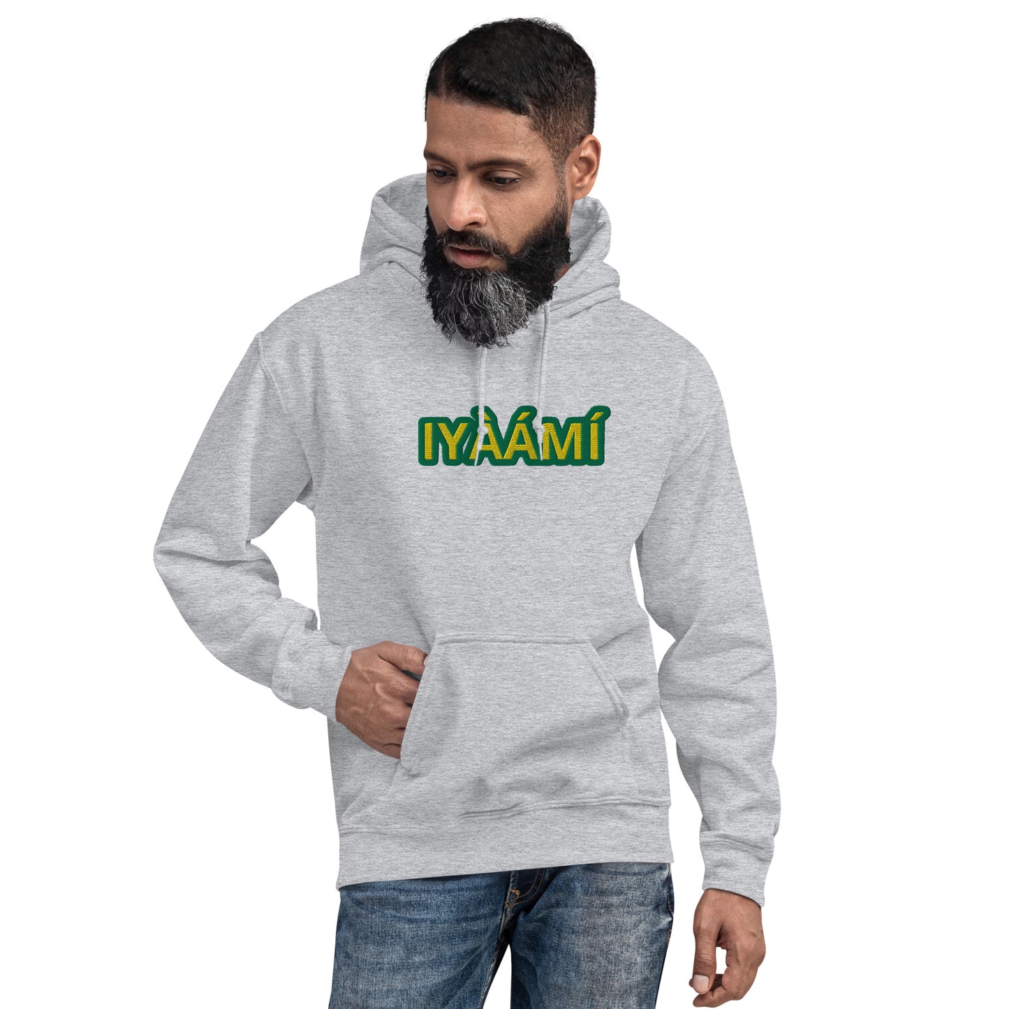 Egbe Iré ÀWO Logo Iyaami Ájé embroidered IFA Awo Lucumi Reverse Unisex Hoodie