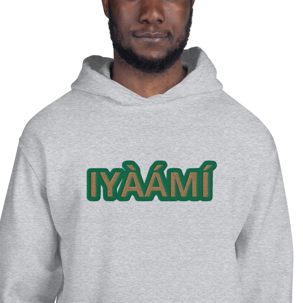 Egbe Iré ÀWO Logo Iyaami Ájé embroidered IFA Awo  Isese Reverse Hoodie