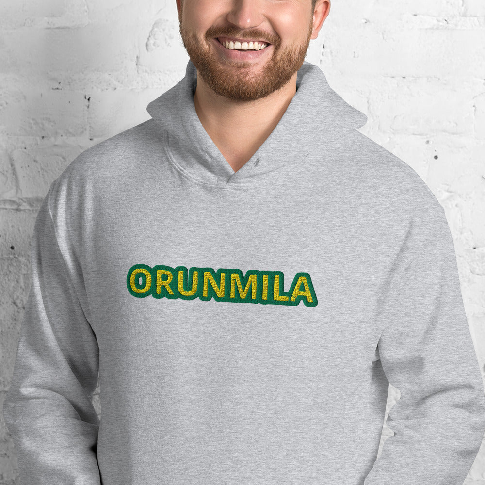 Egbe Iré ÀWO Logo Orunmila embroidered IFA Lucumi reversed Unisex Hoodie