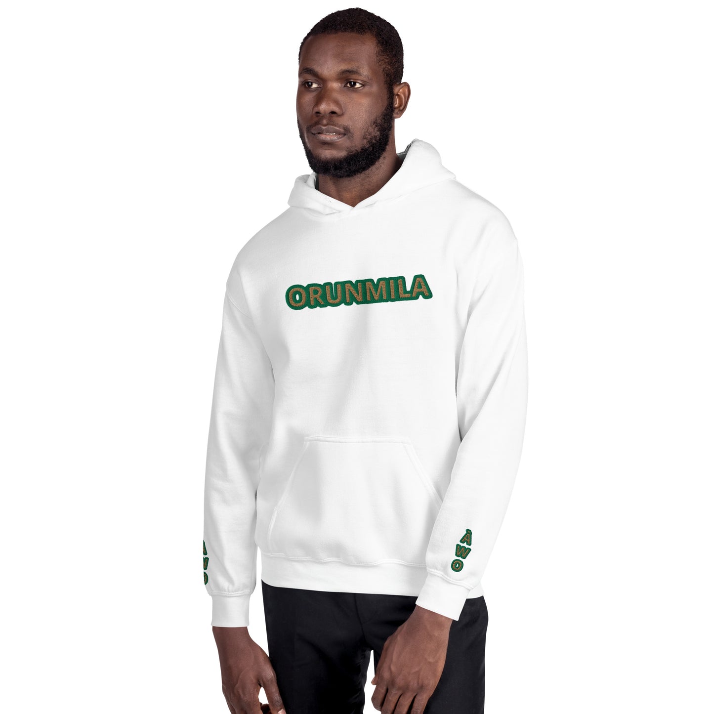 Egbe Iré ÀWO Logo Orunmila embroidered IFA Isese Reverse Unisex Hoodie