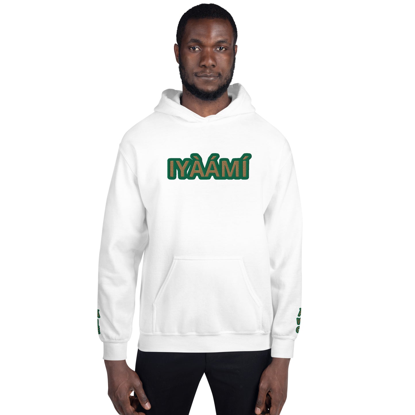 Egbe Iré ÀWO Logo Iyaami Ájé embroidered IFA Awo  Isese Reverse Hoodie