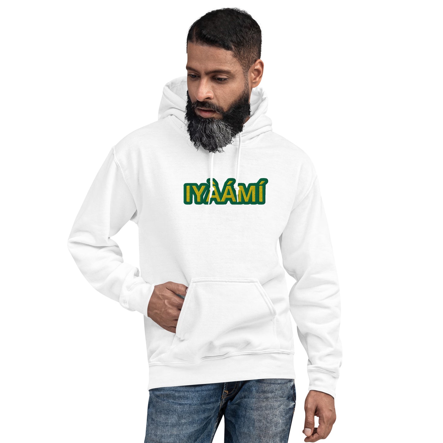 Egbe Iré ÀWO Logo Iyaami Ájé embroidered IFA Awo Lucumi Reverse Unisex Hoodie